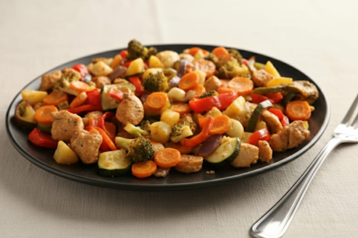 Tepsis csirkemell zöldséggel