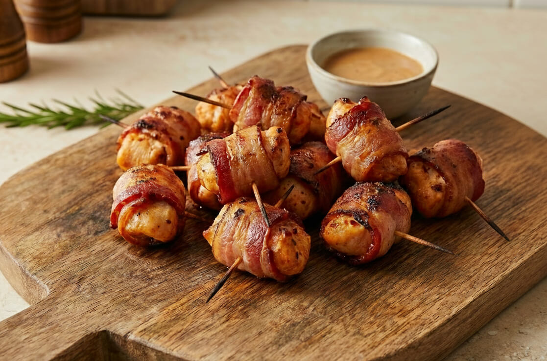 Baconbe göngyölt csirkemell