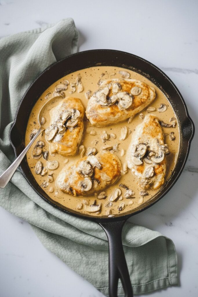 Csirkemell krémes gombamártással 