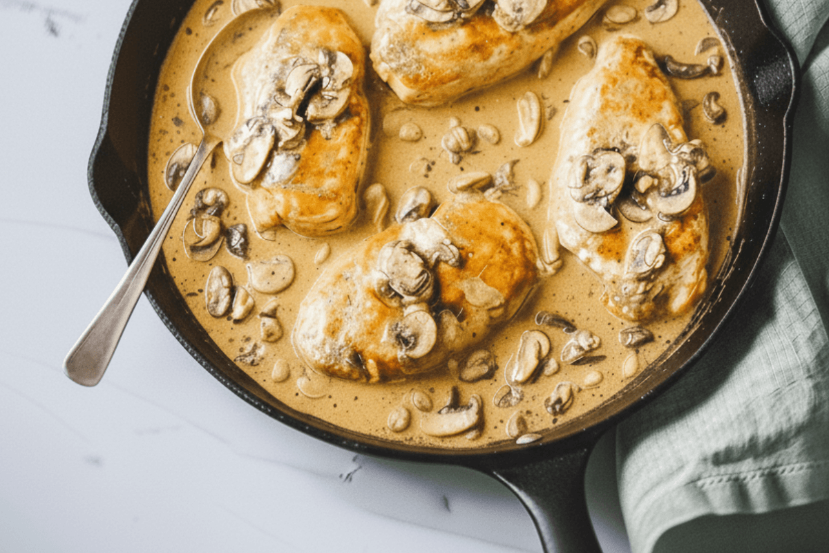 Csirkemell krémes gombamártással