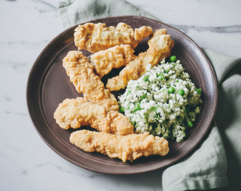 Szaftos csirkemell csíkok fokhagymás-tejfölös bundában