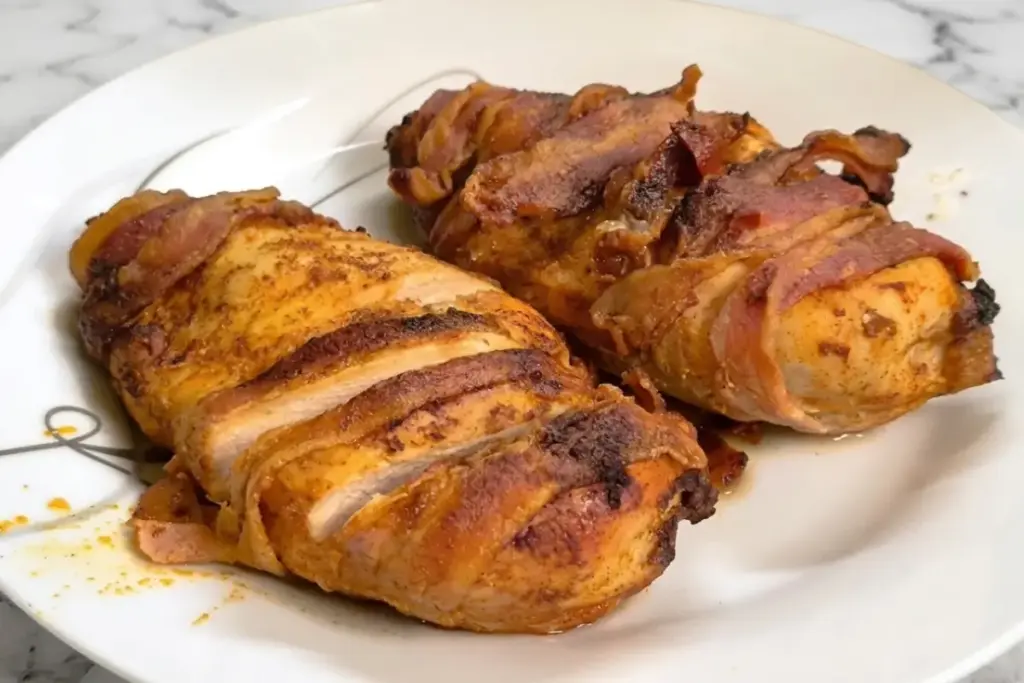 Fokhagymás baconös csirkemell