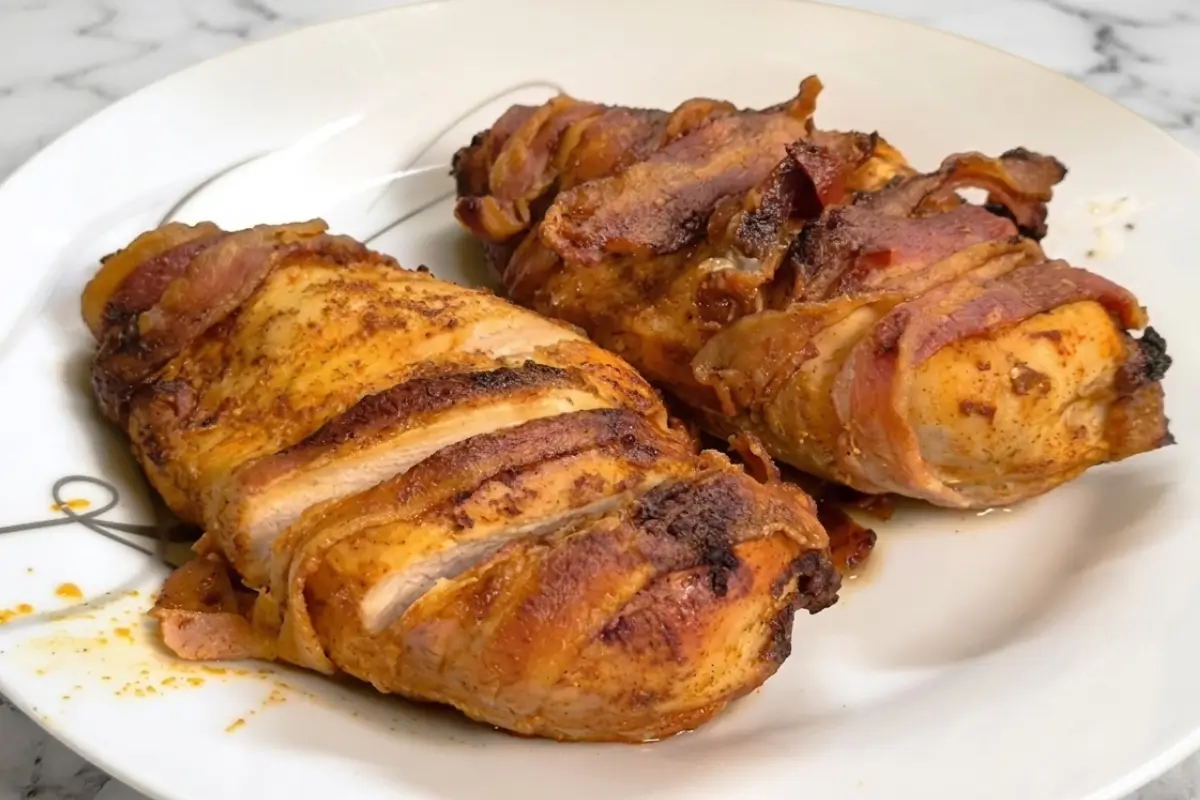 Fokhagymás baconös csirkemell